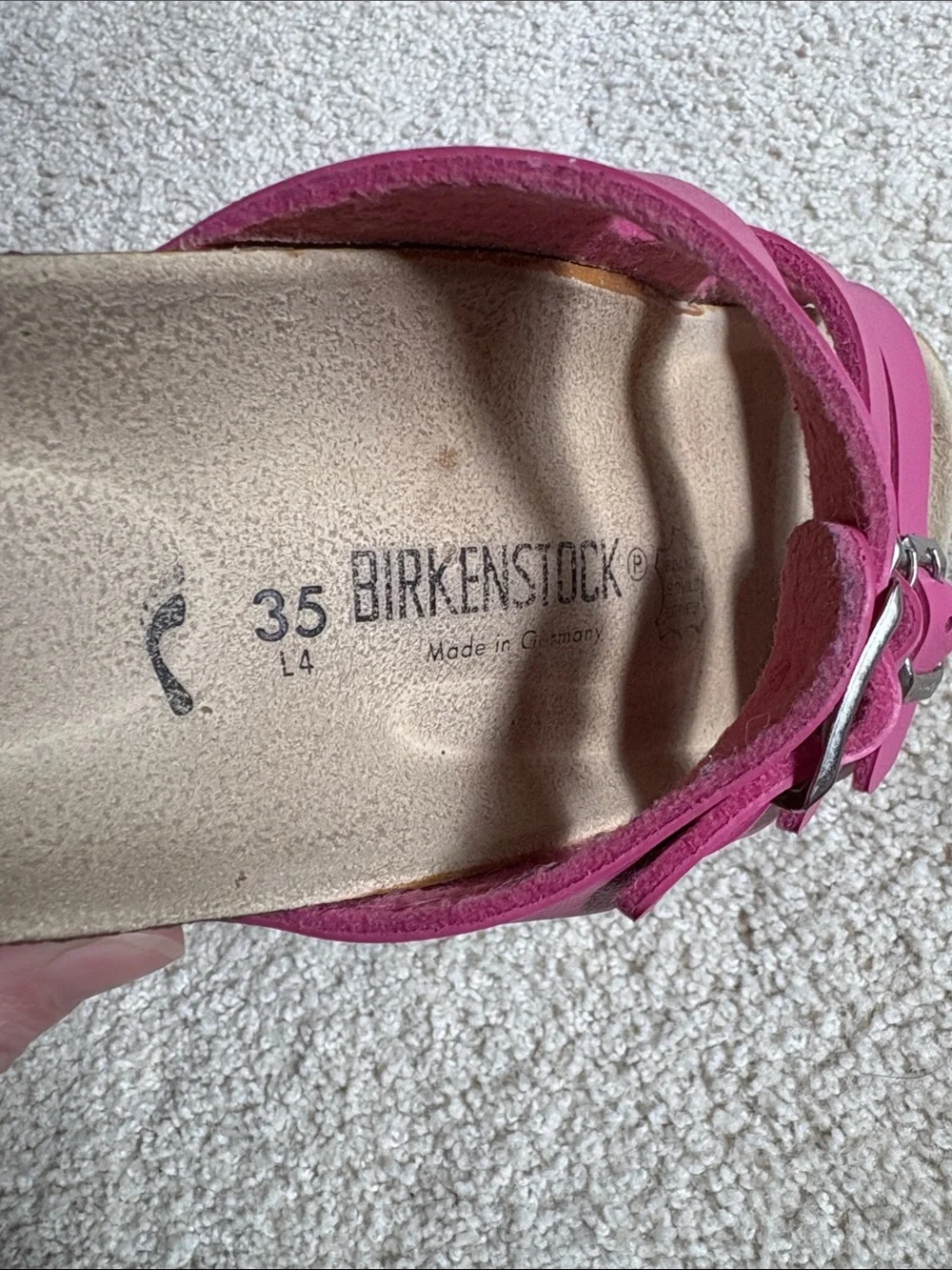 Birkenstock Florida Hot Pink Sandals size 35, size 4 / 4.5 Triple Strap